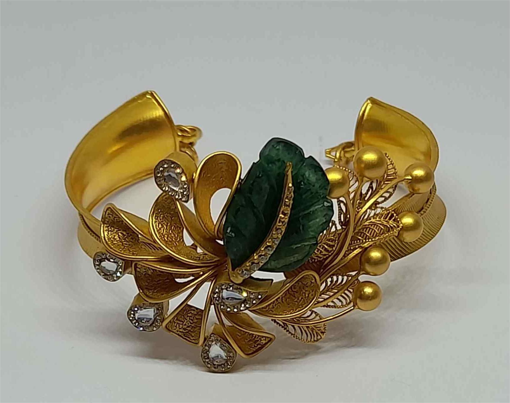 Emerald Bloom Designer Cuff